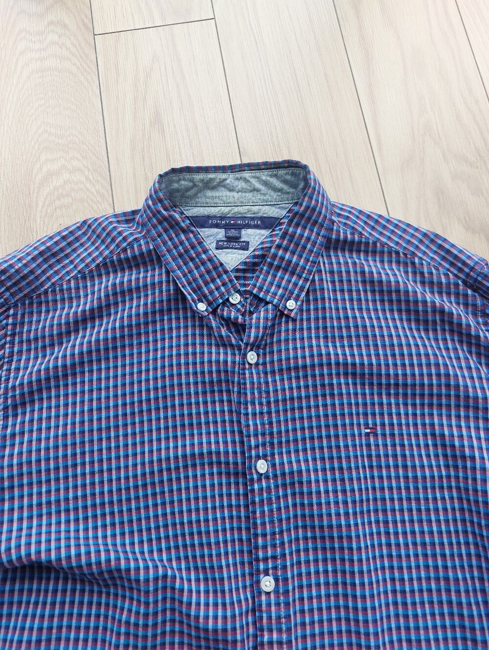 Tommy Hilfiger Men’s Blue & Red Check Button-Down Shirt